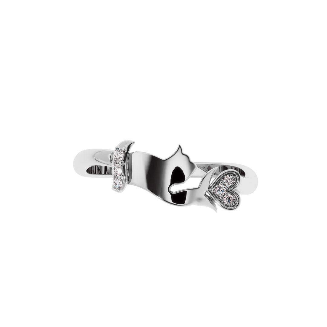 Solitairekart-0.06 CT Lab Diamond Korean Finger Heart Ring